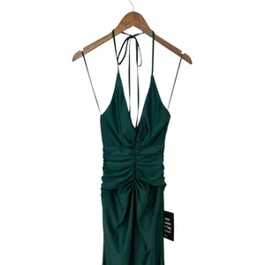 Lulus Zaniya Emerald Green Ruched Halter Maxi Dress size XXS NWT thumbnail 7