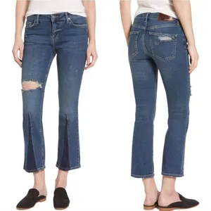 Free People‎ -01 Color-Blocked Crop Flare Jeans Women's size 27 thumbnail 2