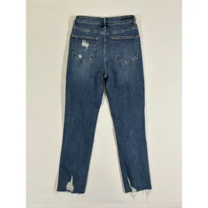 Risen Los Angeles Womens Distressed Straight Leg Jeans Medium Wash Raw Hem 5 thumbnail 9