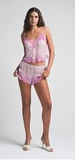 NWT SKIMS ROMANCE LACE CROPPED CAMI AND SHORT SET Sugar Plum Large thumbnail 1