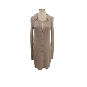 LPA Naolin Taupe Rib Knit Open Back Collared Bodycon Mini Dress‎ Size Medium thumbnail 4