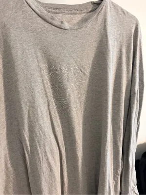 PINK Victoria's Secret Light Gray Long-Sleeve Crew with Rhinestone Triangle thumbnail 2