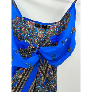 Missguided Mini Twist‎ Tie Dress Womens Sz 6 Blue Paisley Vacation Resort Cruise thumbnail 7