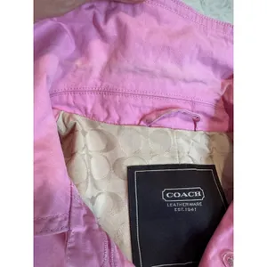 Coach Bubble Gum Pink Sz: L Single Breast Button Trench Coat. Lined w/ Logo thumbnail 10