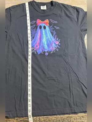 Comfort Colors Black Tee with Neon Ghost and Bow thumbnail 6