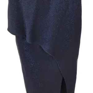 NWT Aidan Mattox Womens Size 6 Blue One Shoulder Metallic Maxi Dress Gown NEW thumbnail 3