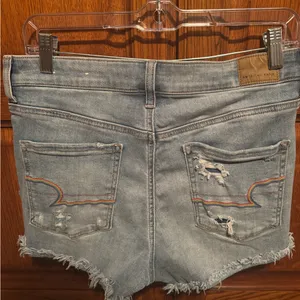 American Eagle Outfitters Light Blue Distressed Jean Shorts thumbnail 4