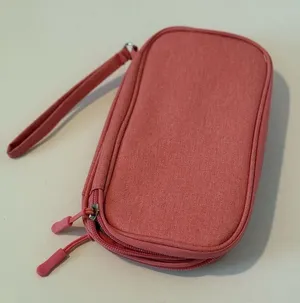 Pink Electronic Travel Storage Bag Two Zip Pockets Cords Chargers Organizer thumbnail 1