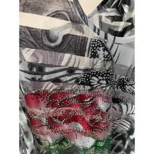 Vtg Y2K Papaya Sheer Striped Rhinestone Floral Animal Print Graphic Tank Sz S thumbnail 5
