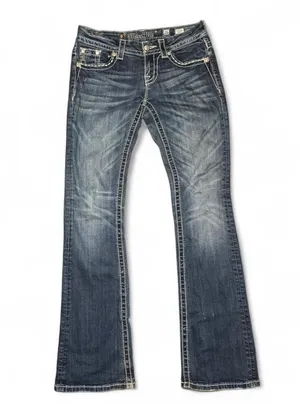 Miss Me blue bootcut embellished low rise jeans JE8032BL Size 26 thumbnail 1