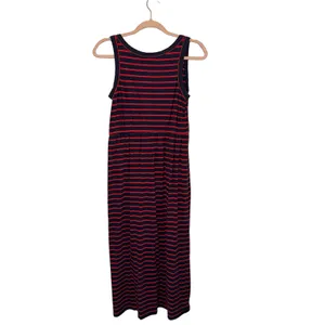 Lauren Ralph Lauren Striped‎ Maxi Dress Large Navy & Red Sleeveless Tie Waist thumbnail 3