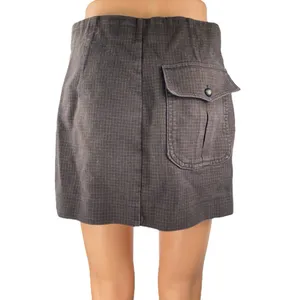 Zara Women's Brown Plaid Checkered Mini Straight Pencil Cargo Denim Jean Skirt M thumbnail 3