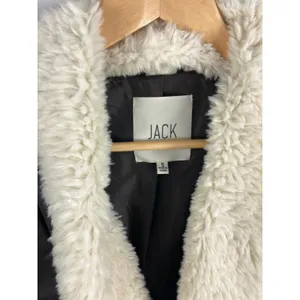 JACK Faux Leather Draped Front Fur trim Jacket Size Small thumbnail 3
