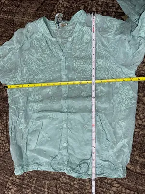 Johnny Was Women’s Size M Light Marine Blue Embroidered Drawstring Bomber Jacket thumbnail 11