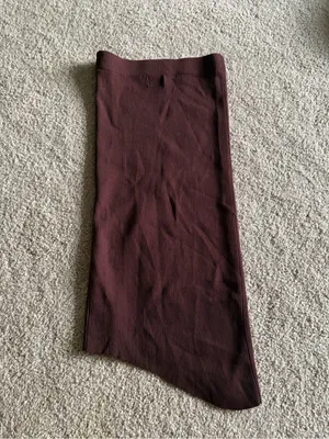 White fox boutique brown ribbed knit midi asymmetrical midi skirt size xs thumbnail 6