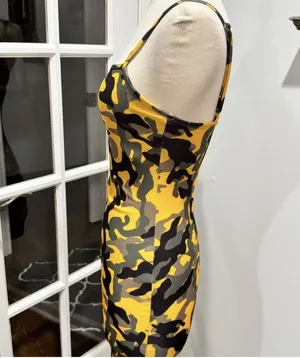 Akira Chicago Black Label Yellow Camo Bodycon Mini Dress thumbnail 7