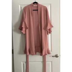 Birdy Grey Kenny Robe Matte Dusty Rose Pink Ruffle‎ Sleeve Tie Waist M/L thumbnail 3