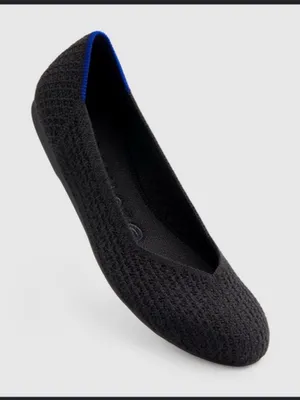Rothy's Black Knit Ballet Flat with Blue Accent thumbnail 1