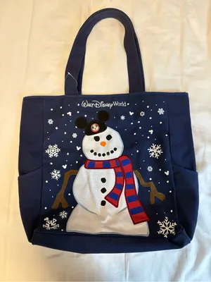 Disney Navy Snowman Tote with Red & Blue Scarf thumbnail 1