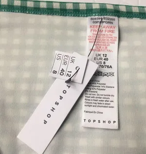 Topshop Gingham Bikini Bottoms Green White Size 8 NWT Checkered Swim Bottoms thumbnail 3