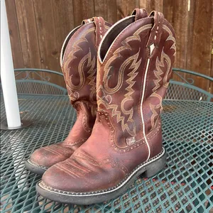 Justin Boots Gypsy Womens Brown Leather Cowgirl Western Boot Round Toe 7B Country thumbnail 2