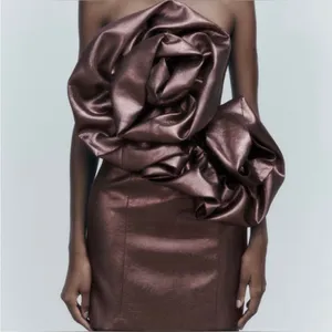 Zara Bloggers Fave Metallic Voluminous Flower Strapless Mini Dress Size Small thumbnail 4
