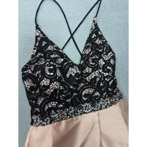 By & By Blush Size 1 Pink Black Sequin Lace Homecoming‎ Dress Pockets Size 1 thumbnail 3