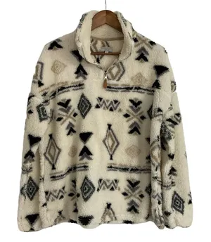 Warm & Cozy Lifestyle by Proof - Aztec Sherpa 1/4 Zip Pullover Jacket Size Large thumbnail 1