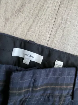 Vince Navy Plaid Wide-Leg Trousers thumbnail 2