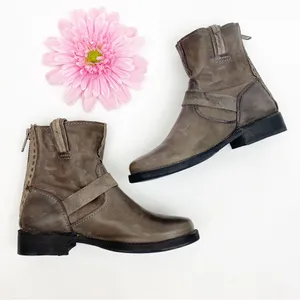 Frye Vicky Artisan Back Zip Leather Ankle Buckle Boots: Charcoal Taupe Grey thumbnail 7