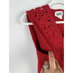 Koret Y2k Women's Medium Lambs Wool Sweater Vest Red‎ Preppy Academia Retro thumbnail 7