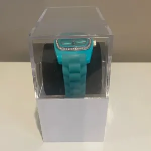 TKO Square‎ Face Watch with Silicone and Rhinestones Aqua Blue EUC thumbnail 10