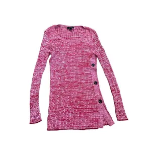 Ann Taylor Red Pink Marled Ribbed‎ Side Button Sweater sz M thumbnail 3