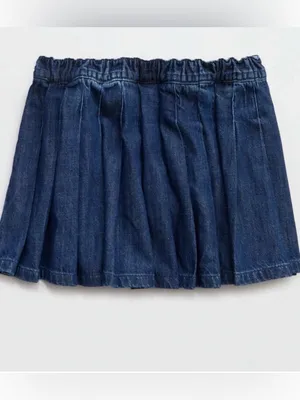 Offline by Aerie Oxford Mini Skort Denim Skirt w built in shorts Small Pleated thumbnail 5