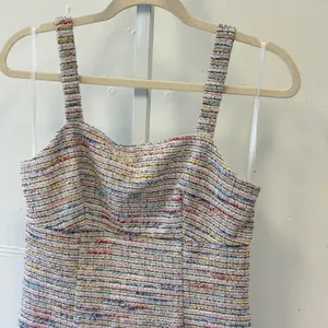 A. Byer Multi Color Tweed Mini Dress Sleeveless Square Neck Slit 1131L90 Small thumbnail 3