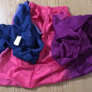New Women’s Vibrant Pink Raspberry and Blue Ombre Infinity Twill Scarf Viscose thumbnail 4