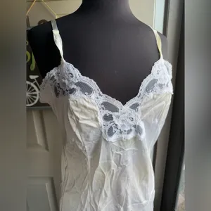 Vintage white lace slip dress, size large thumbnail 2