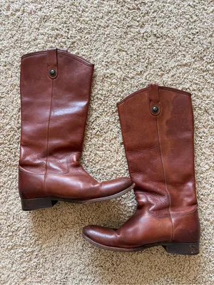 Frye Leather Riding Boots Women 9B Cognac Equestrian Made in Mexico thumbnail 4