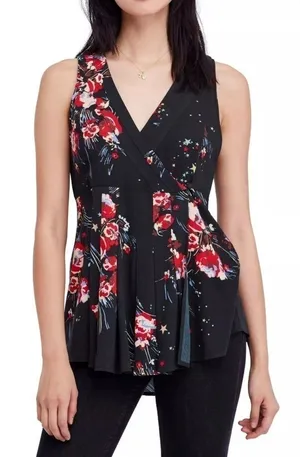 FREE People Black Floral Tunic‎ Sz S,M,L $98 thumbnail 1