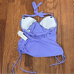 Salt + Cove Women's Swimwear Tankini Rib Medium Shirred Purple‎ Small NWT thumbnail 3