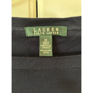 Lauren Ralph Lauren Womens Navy Blue Boatneck Cotton Top‎ Shoulder Zip Size M thumbnail 2