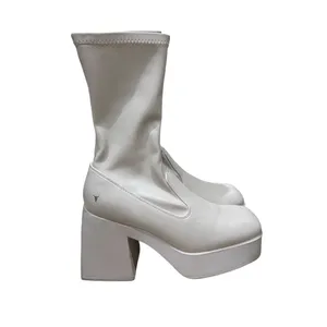 Windsor Smith White Stretch Sock‎ Platform Block Heel Boots Size 10 thumbnail 5