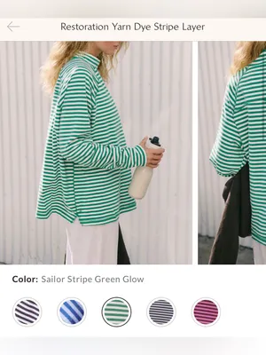 NWOT Free People FP Movement Restoration Yarn Dye Stripe Layer - Green Glow - L thumbnail 8