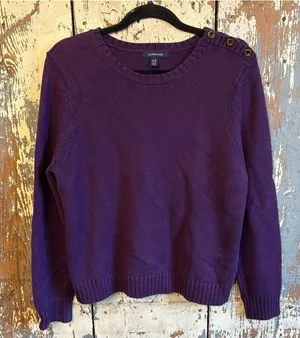 Women's Land's End Purple cotton-blend crewneck sweater size Large (medium) thumbnail 1