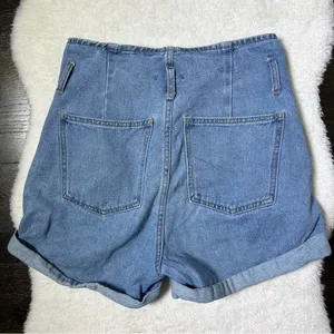 Nasty Gal High Rise Paperbag Denim Shorts thumbnail 6
