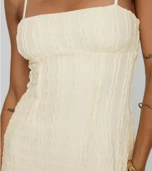NEW Princess Polly Melrose Nights Mini Dress Womens 6 Cream Textured Sexy Classy Cocktail Party thumbnail 4