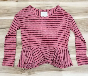 Free People We the Free Striped Ruffle Long Sleeve Shirt Women’s XS thumbnail 1