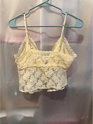 Free People Ivory Lace Crop Camisole Top S thumbnail 2