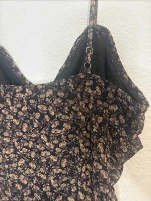 ee:some floral Print Ruched Black Bodysuit Medium thumbnail 9