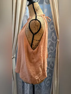 1.State Women's Ruffle Trim Halter Top B4HP $59 NWT Orange Size M thumbnail 4